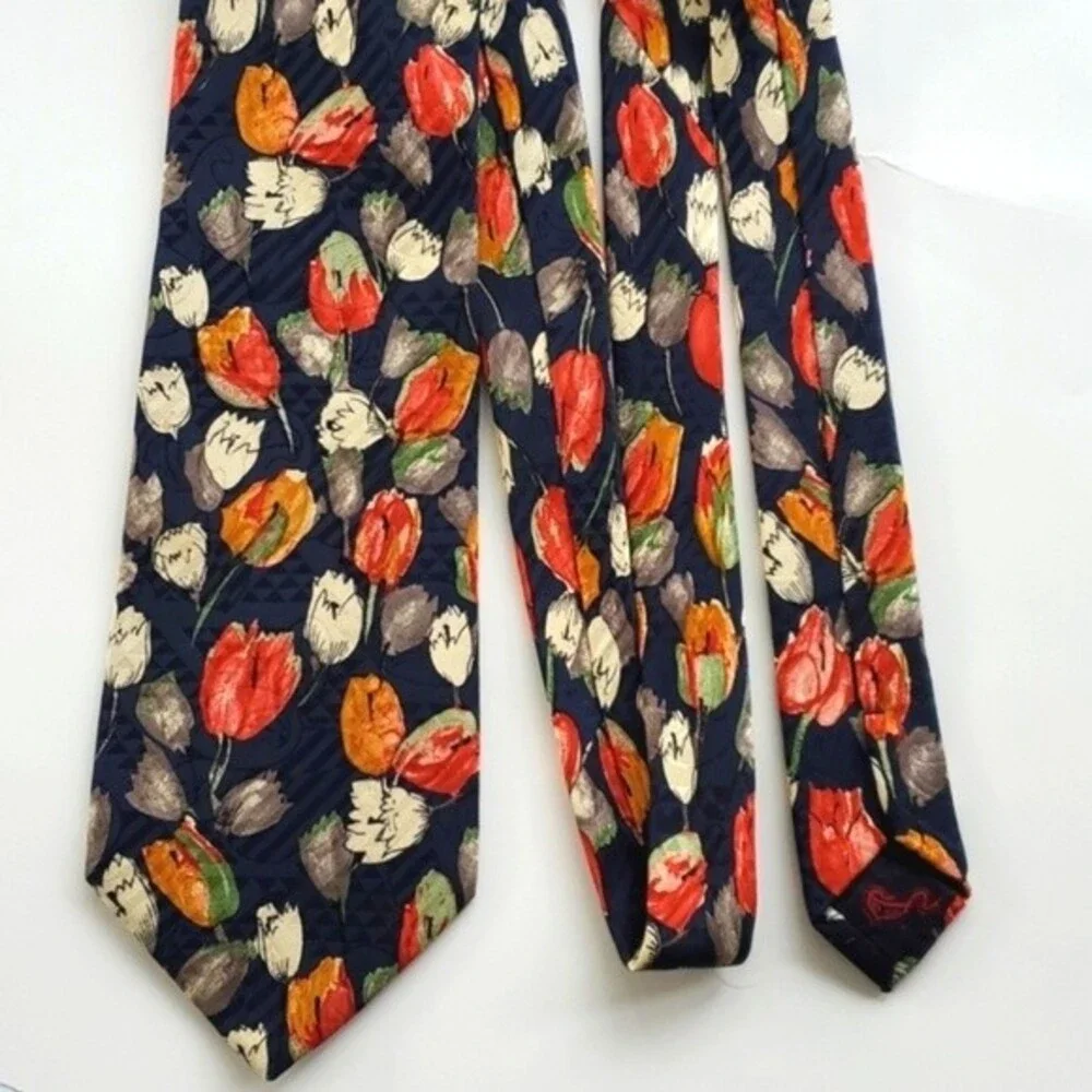 CARNAVAL DE VENISE 100% SILK SPRING TULIP TIE 4